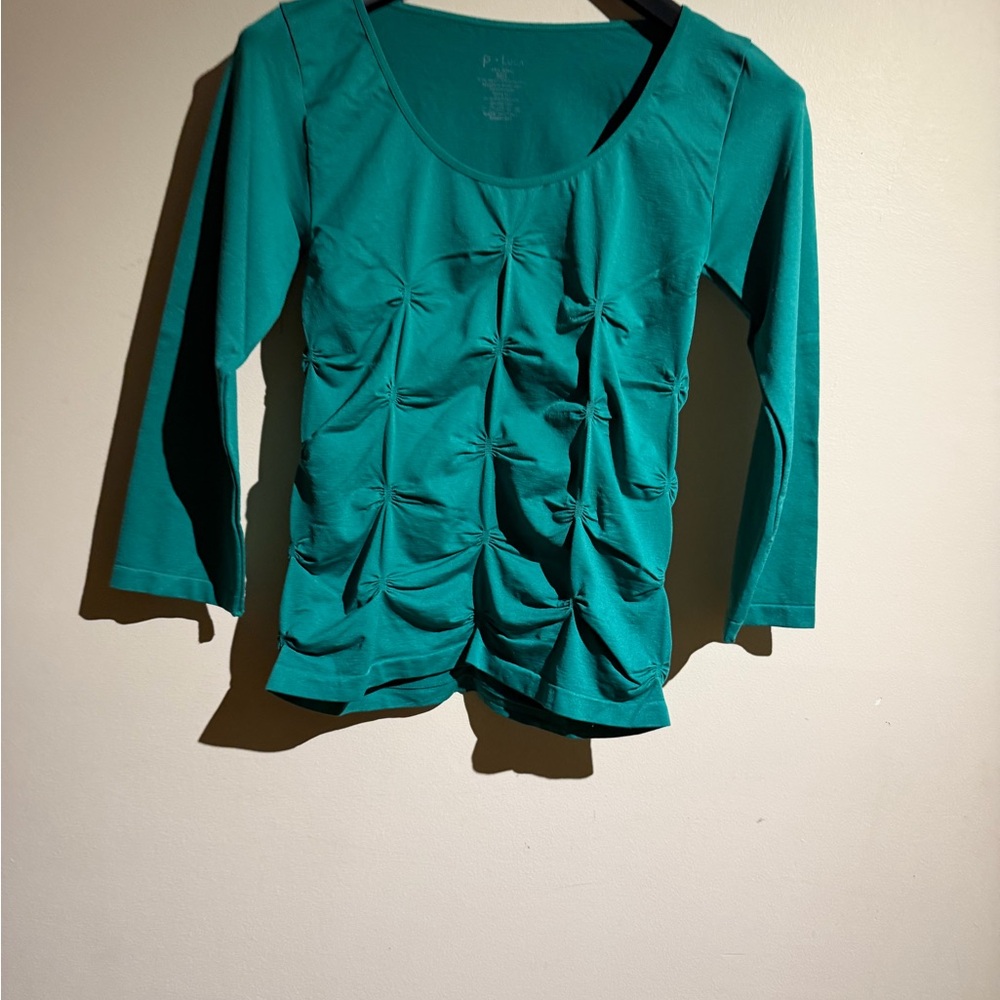 P. Luca Milano textured long-sleeved top in a "kelly green" shade. NWOT